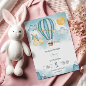 Vidám léghajós szülinapi meghívó gyerekeknek – személyre szabható